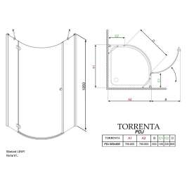 Душевой уголок Radaway Torrenta PDJ 80 L прозрачное стекло